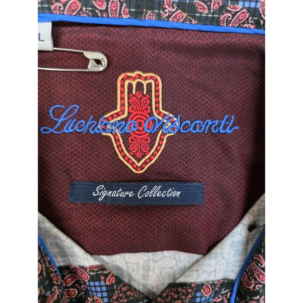 Luchiano Visconti Shirt Mens XL Multicolor Paisley Long Sleeve Button Stretch - Picture 5 of 14